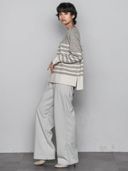 【ふわもち】ボーダーニット≪洗濯機で洗える≫