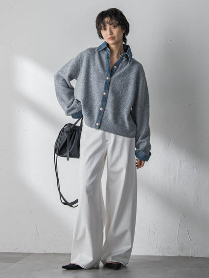 デニムワイドパンツ≪洗濯機で洗える≫