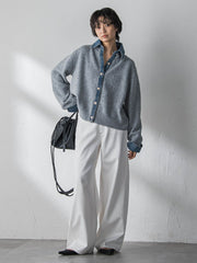 デニムワイドパンツ≪洗濯機で洗える≫