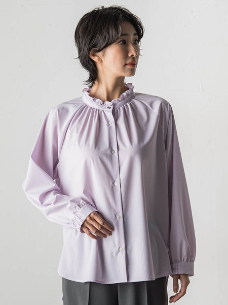 【大きいサイズ】ドレープブロードストレッチブラウス
