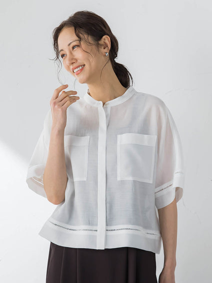 【カタログ掲載】ハシゴレースシアーブロードブラウス