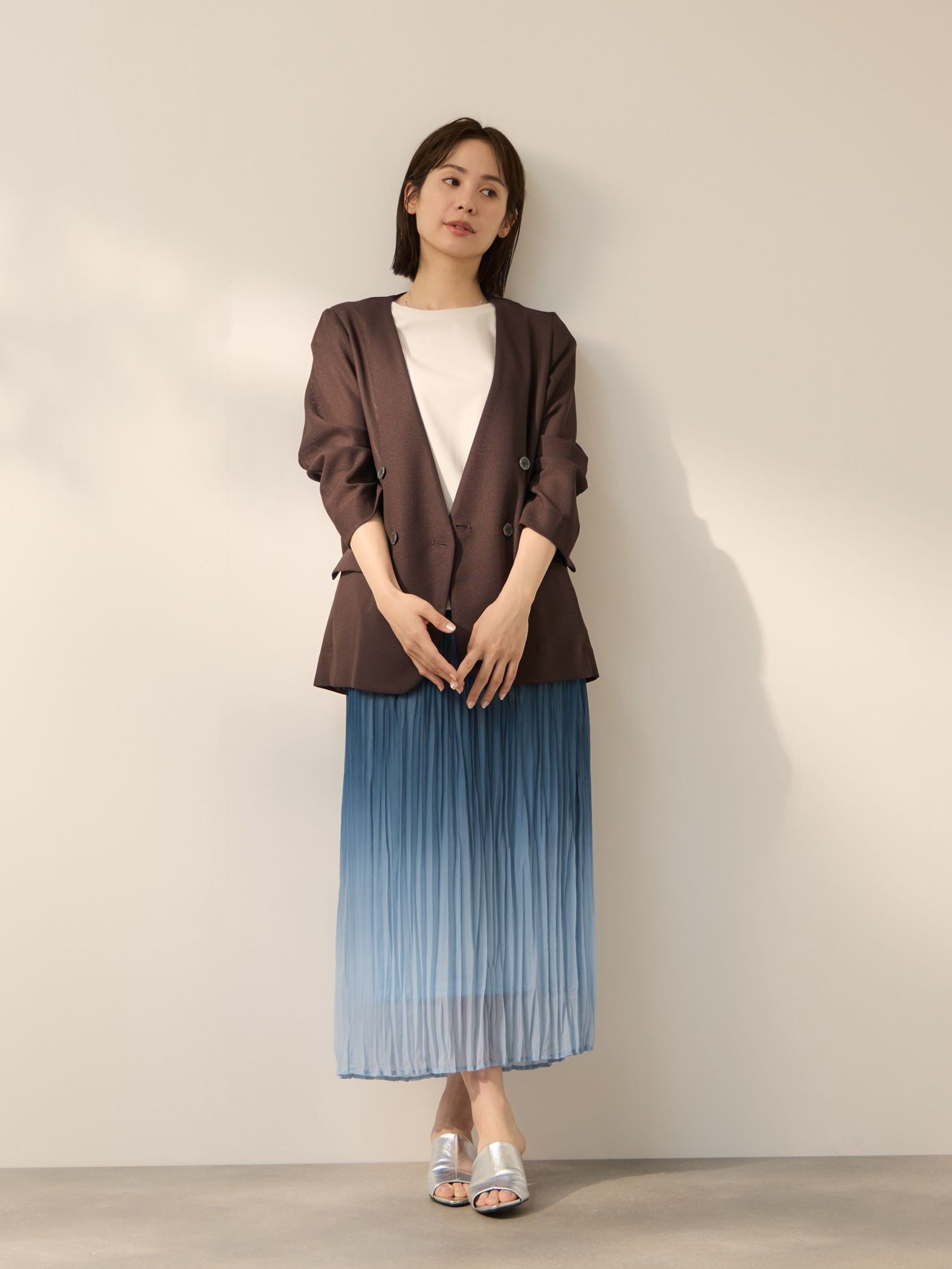 シフォングラデーションプリーツスカート