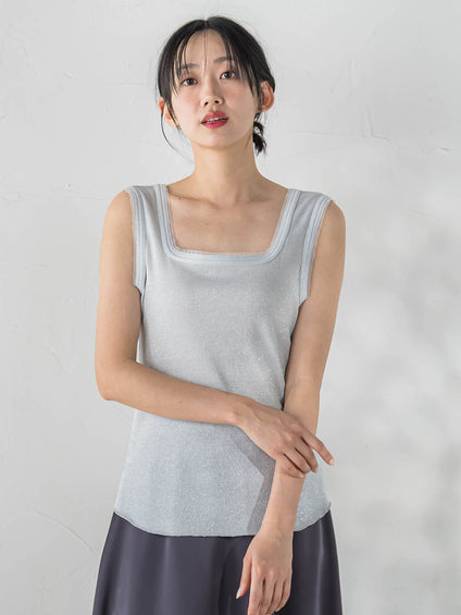 リブスクエアタンクトップ