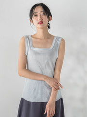 リブスクエアタンクトップ