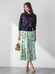 【KEITA KAWASAKI × Viaggio Bluコラボ】リリー刺繍カーディガン