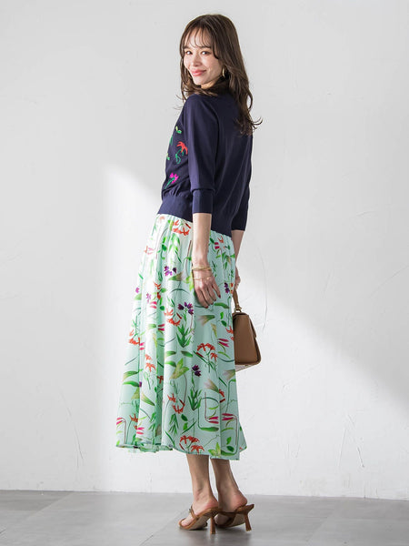 【KEITA KAWASAKI × Viaggio Bluコラボ】リリー刺繍カーディガン