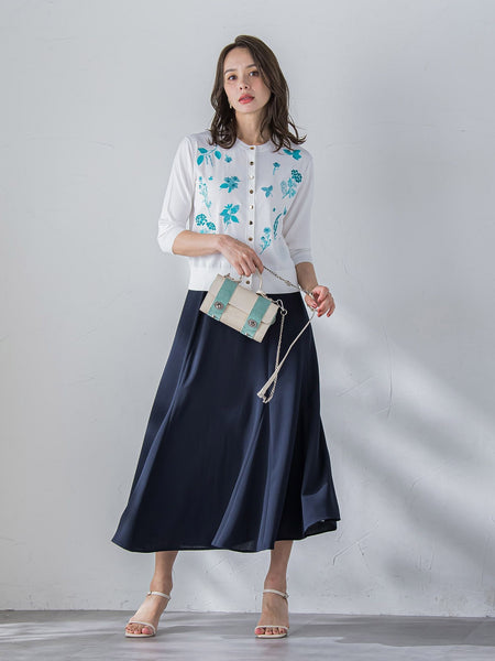 【新色追加】ハーブ刺繍カーディガン≪手洗い可能≫