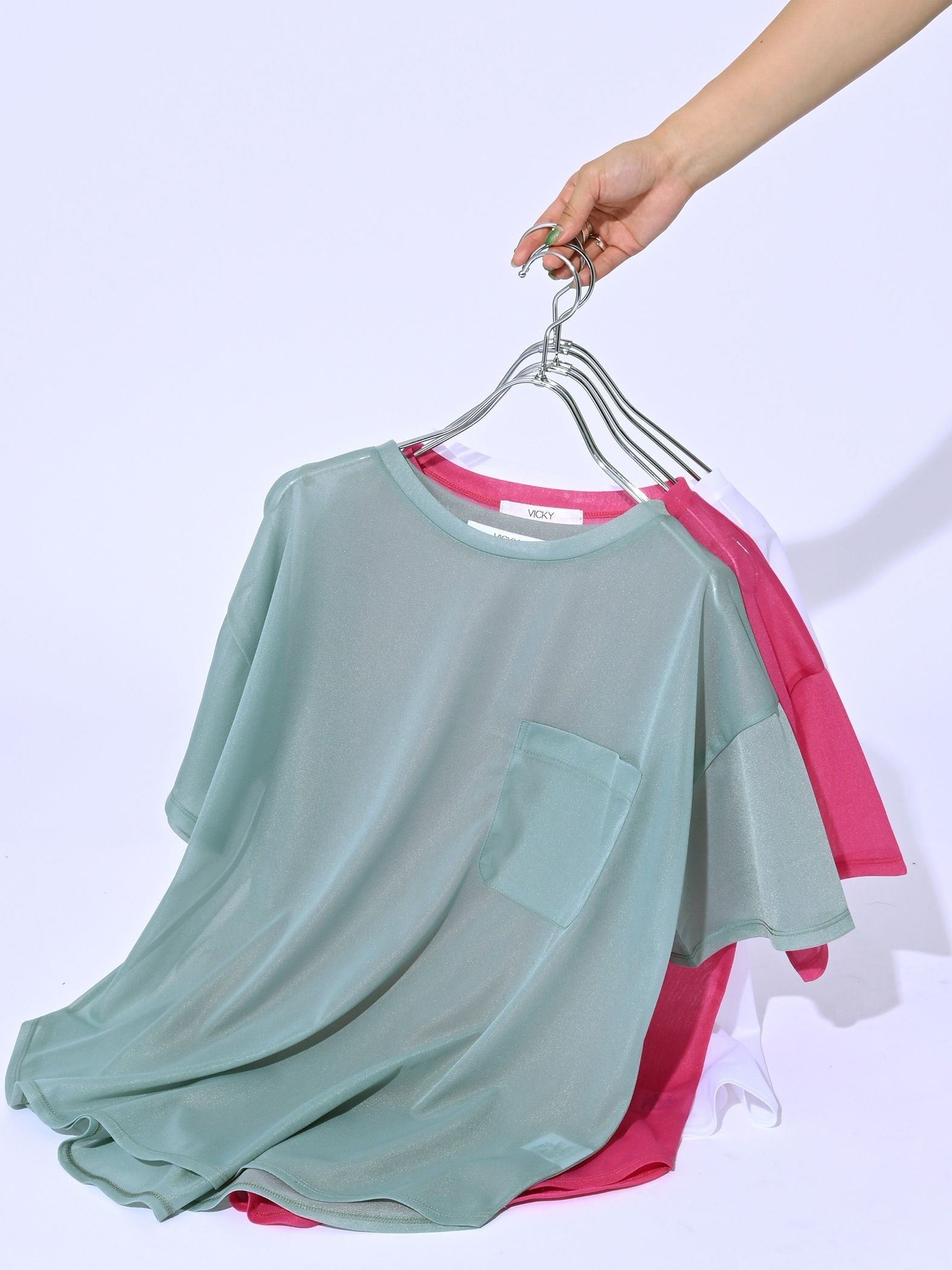 【ENIM BY VICKY】ポケット付きシアーTシャツ《手洗い可能》