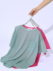 【ENIM BY VICKY】ポケット付きシアーTシャツ《手洗い可能》
