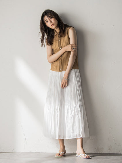 【WEB限定】シアーノースリーブニットプルオーバー≪手洗い可能≫
