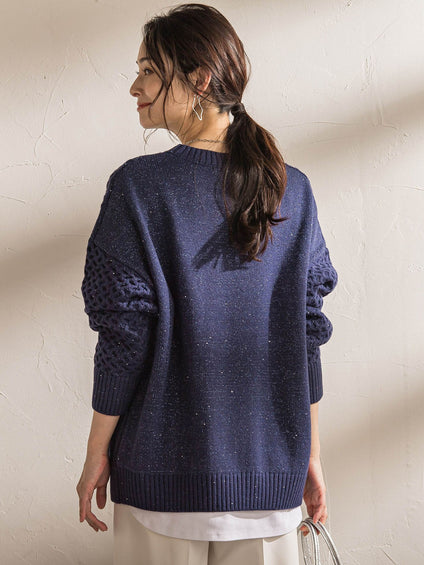 【WEB限定】ケーブル柄編みニット≪洗える≫