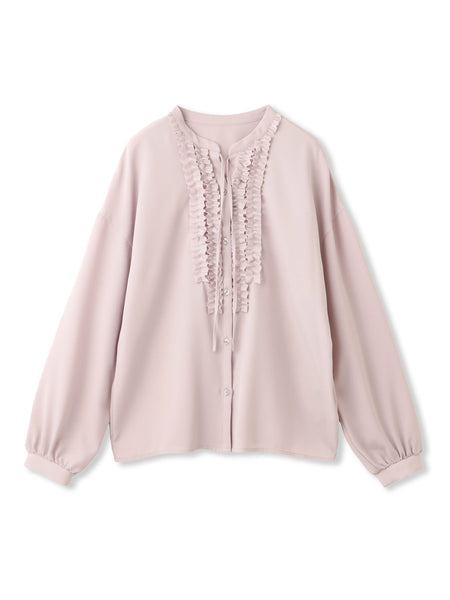 ストレッチジョーゼットミニフリルブラウス