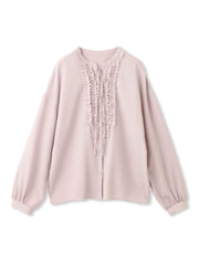 ストレッチジョーゼットミニフリルブラウス