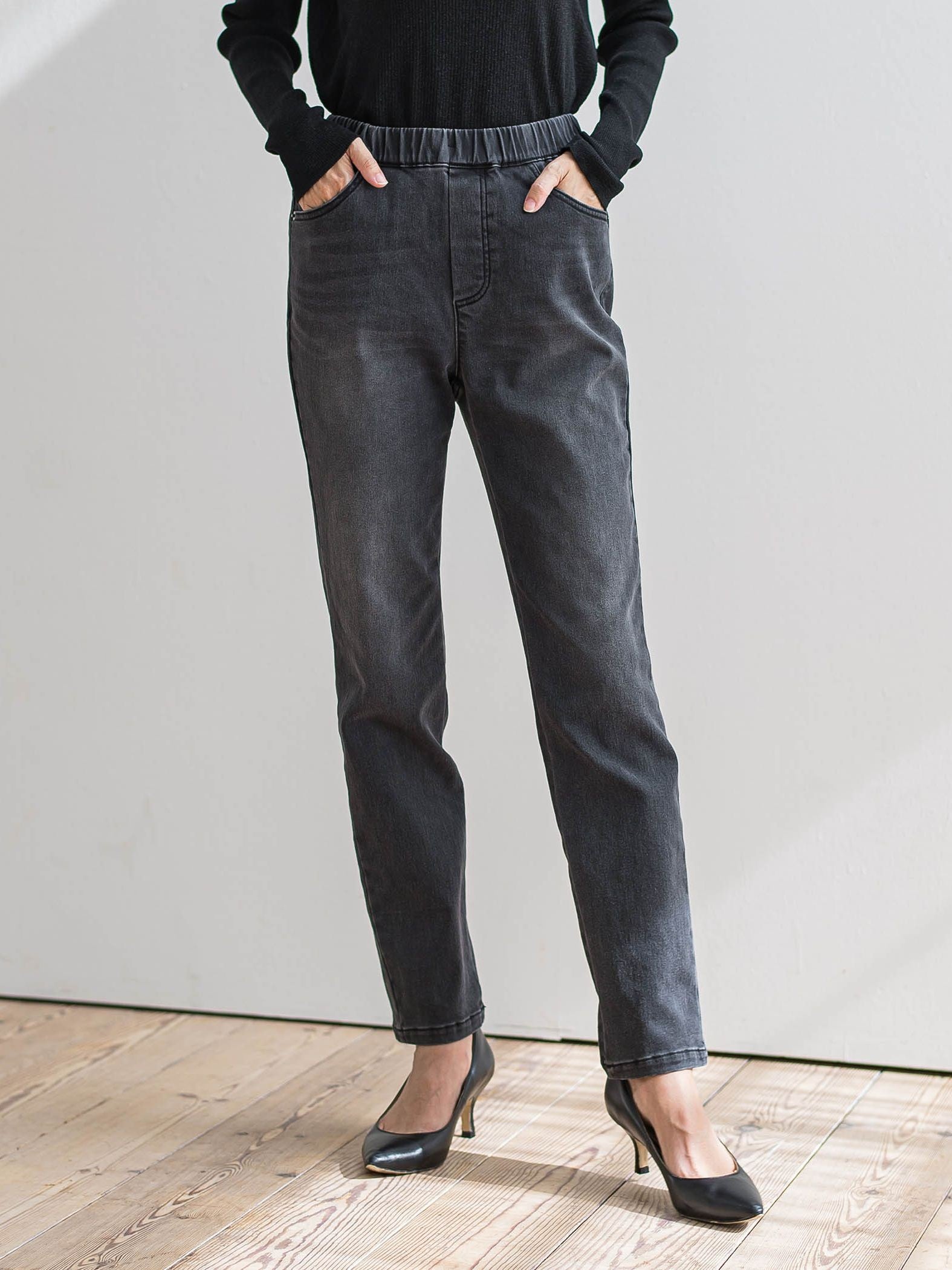 【WEB限定】”楽暖”あったか裏起毛スキニーデニム≪洗濯機で洗える≫