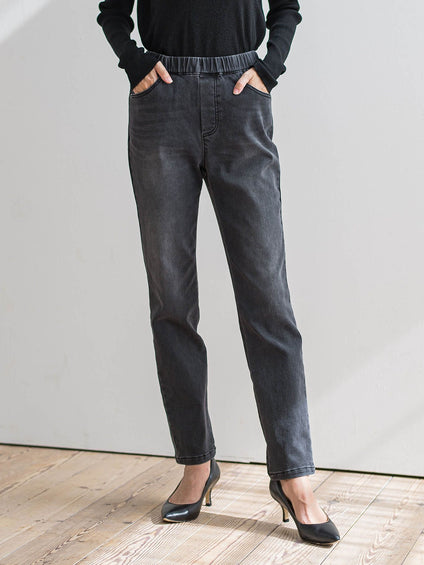 【WEB限定】”楽暖”あったか裏起毛スキニーデニム≪洗濯機で洗える≫