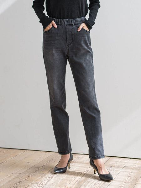 【WEB限定】”楽暖”あったか裏起毛スキニーデニム≪洗濯機で洗える≫