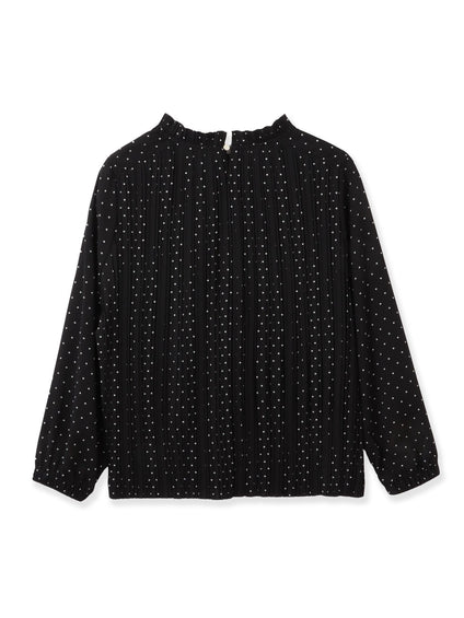 ライトデシンドットフリルネックブラウス