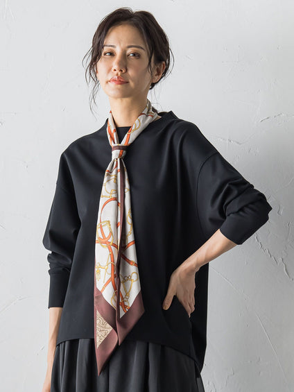 【受注会限定】刺繍あり/裏起毛ボトルネックカットソー≪洗濯機で洗える≫