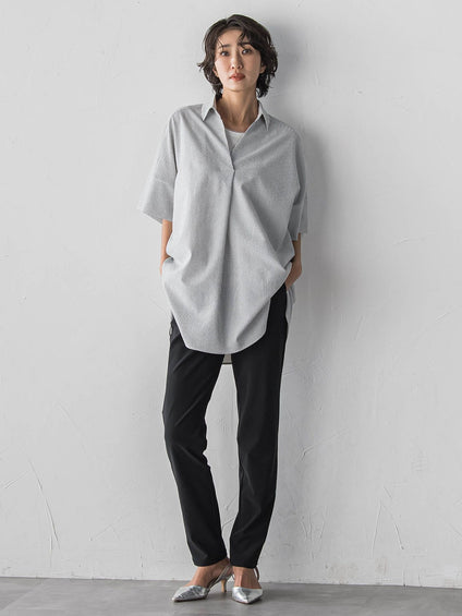 【WEB限定/大きいサイズ/追加生産】”着るだけでサマになる”頼れるスキッパーチュニック