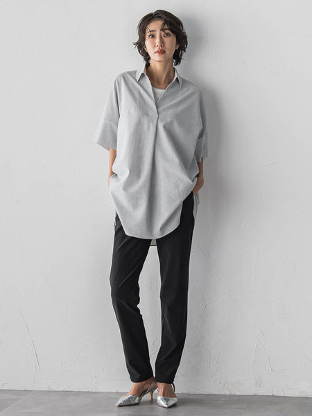 【WEB限定/大きいサイズ/追加生産】”着るだけでサマになる”頼れるスキッパーチュニック