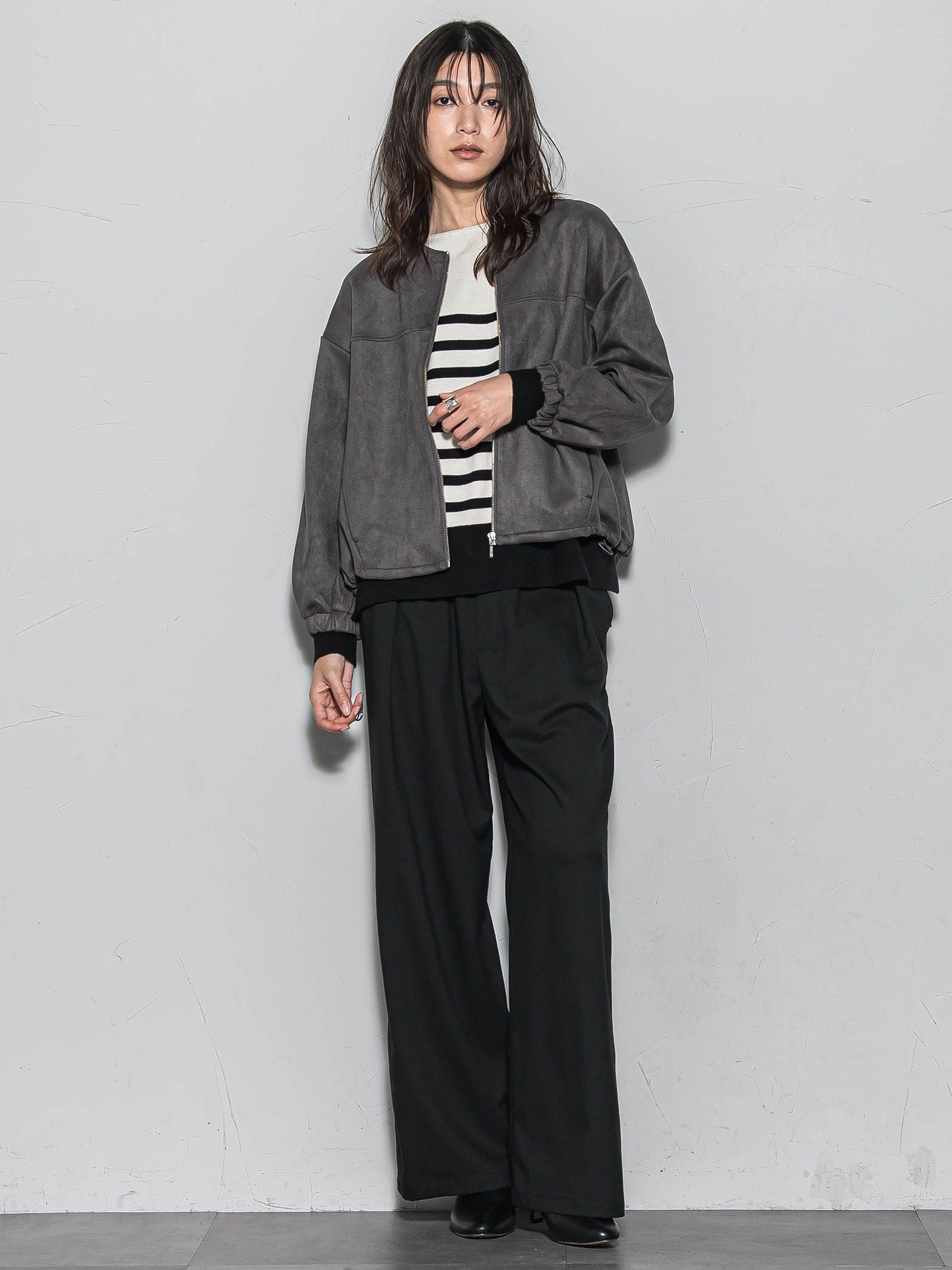 【一瞬で楽とキレイを叶える】裏起毛イージーワイドパンツ≪手洗い可能≫