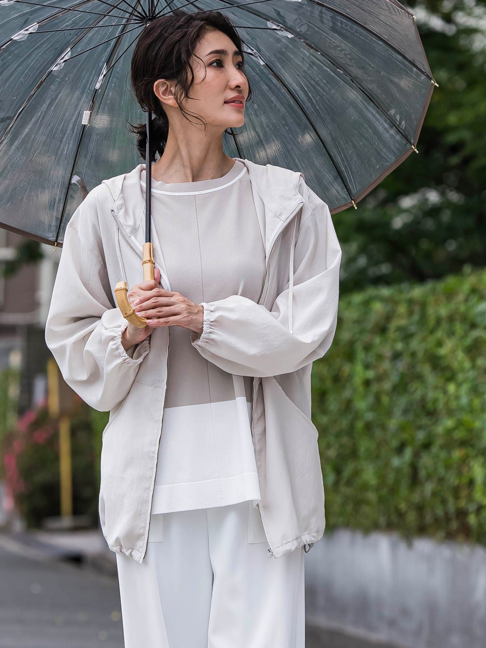 【大きいサイズ】梅雨時期も安心、撥水パーカー≪洗濯機で洗える≫