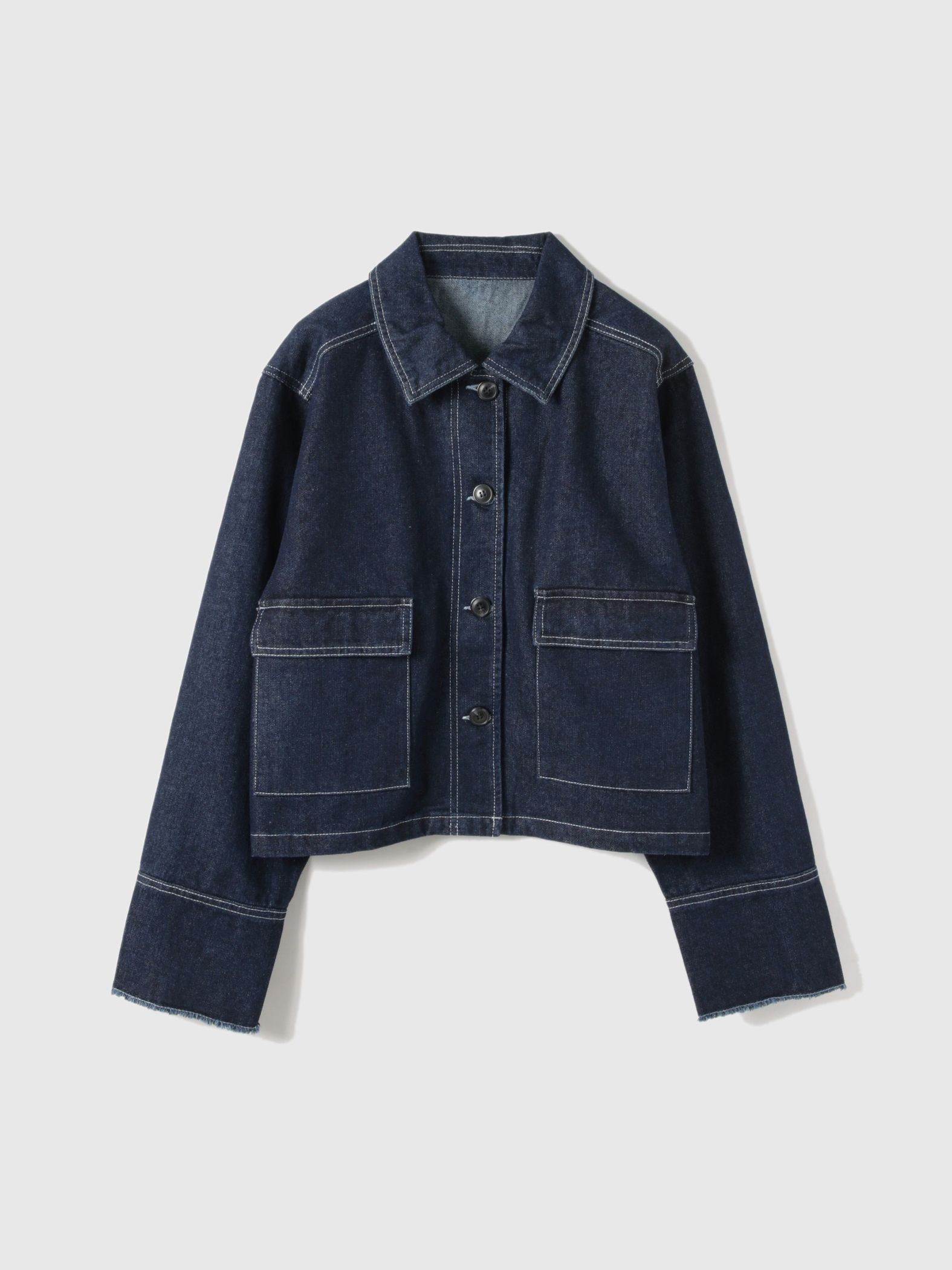 フラップポケットショートデニムブルゾン≪手洗い可能≫