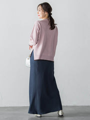 配色クルーネックニット≪洗える≫