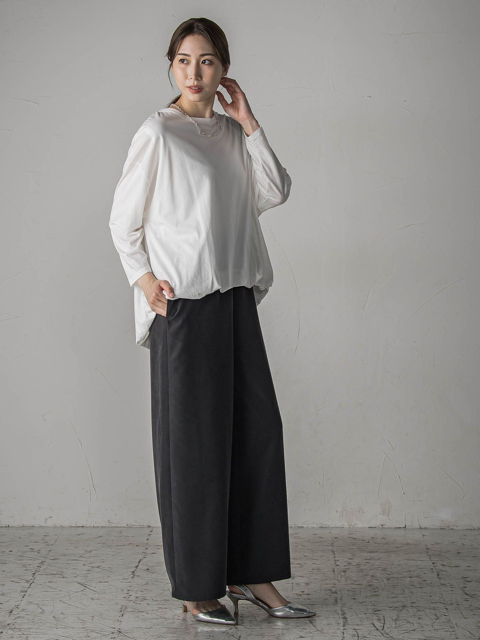 【biyori】”しっとりやわらかな風合い”ピーチポプリンリブパンツ≪洗濯機で洗える≫