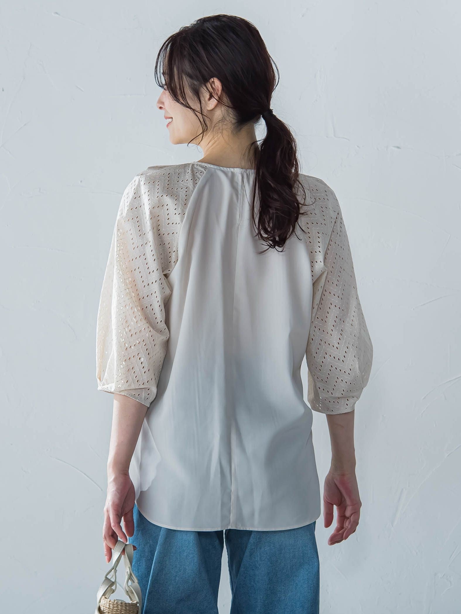 【WEB限定】ローンレース切り替えブラウス
