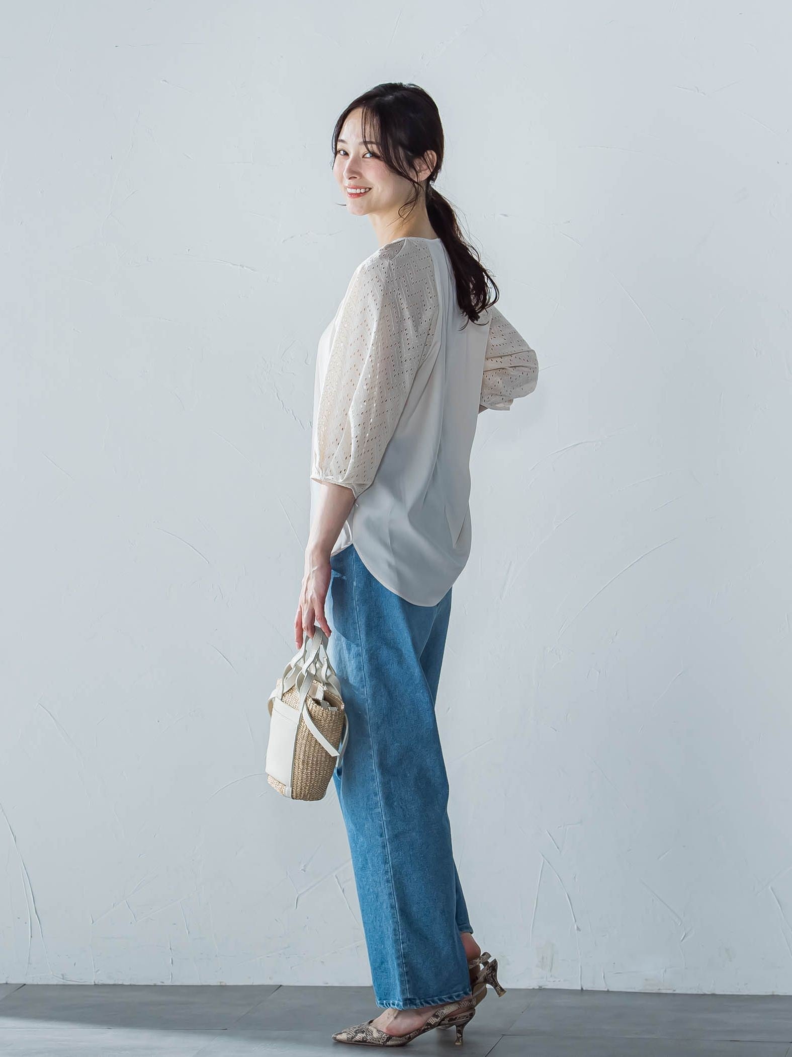 【WEB限定】ローンレース切り替えブラウス