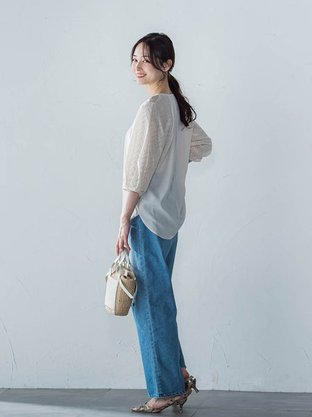 【WEB限定】ローンレース切り替えブラウス