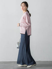 配色クルーネックニット≪洗える≫