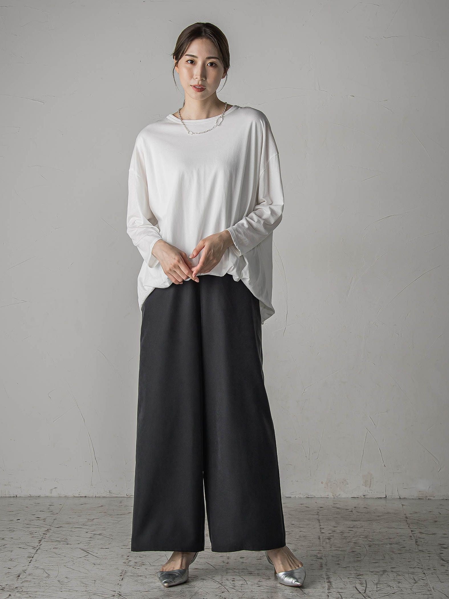 【biyori】”しっとりやわらかな風合い”ピーチポプリンリブパンツ≪洗濯機で洗える≫