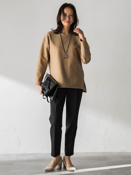 【WEB限定】裏毛布クルーネックプルオーバー≪毛玉防止・ストレッチ≫