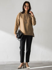 【WEB限定】裏毛布クルーネックプルオーバー≪毛玉防止・ストレッチ≫