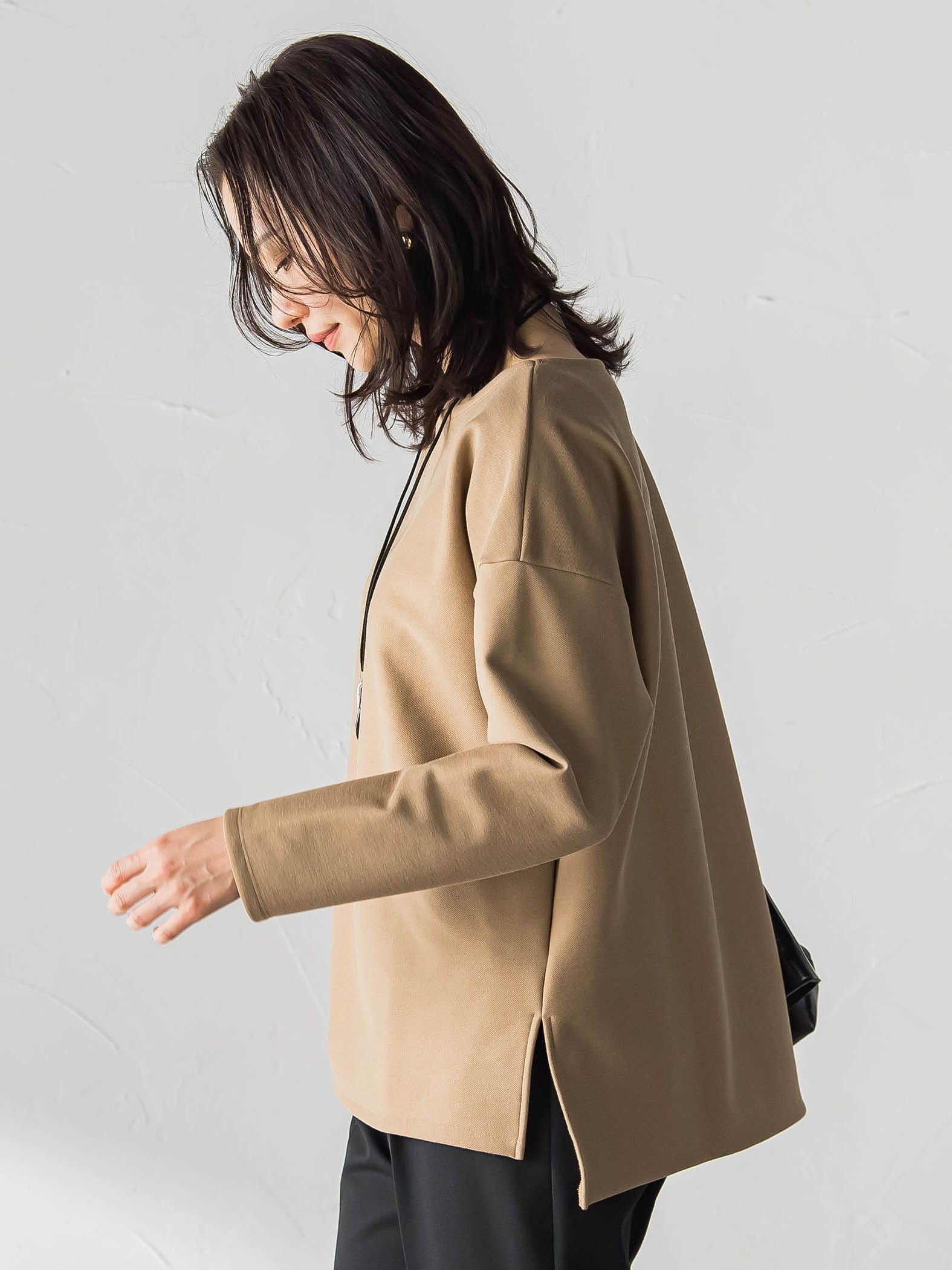 【WEB限定】裏毛布クルーネックプルオーバー≪毛玉防止・ストレッチ≫