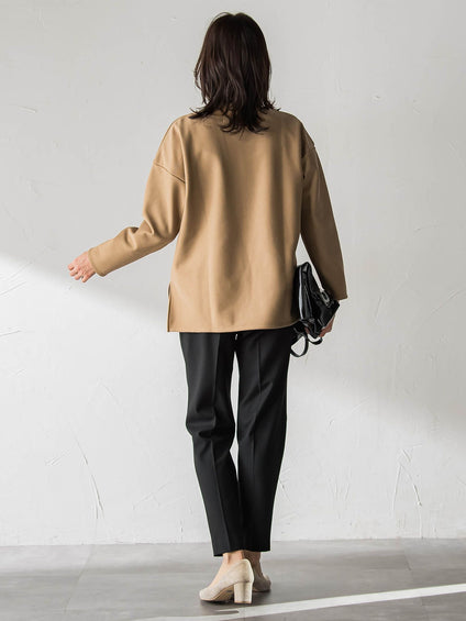 【WEB限定】裏毛布クルーネックプルオーバー≪毛玉防止・ストレッチ≫