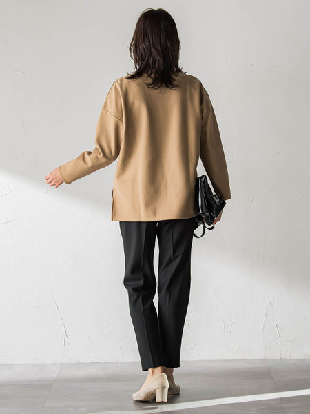 【WEB限定】裏毛布クルーネックプルオーバー≪毛玉防止・ストレッチ≫