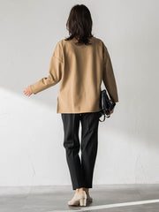 【WEB限定】裏毛布クルーネックプルオーバー≪毛玉防止・ストレッチ≫