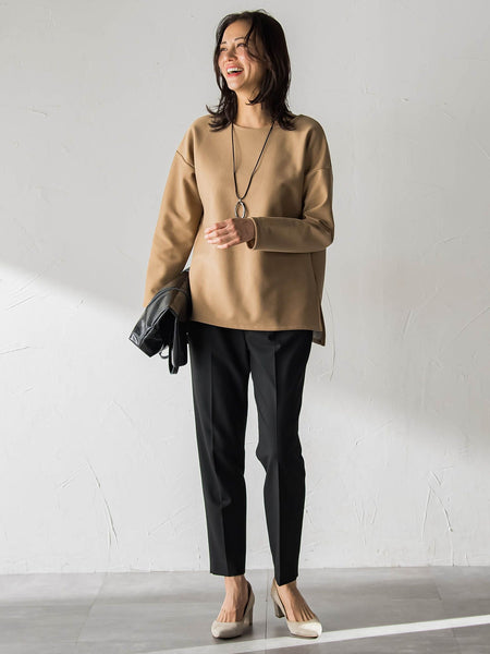 【WEB限定】裏毛布クルーネックプルオーバー≪毛玉防止・ストレッチ≫