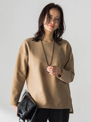 【WEB限定】裏毛布クルーネックプルオーバー≪毛玉防止・ストレッチ≫