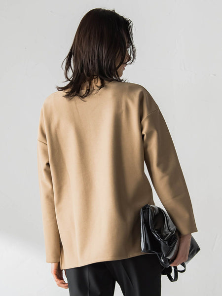 【WEB限定】裏毛布クルーネックプルオーバー≪毛玉防止・ストレッチ≫