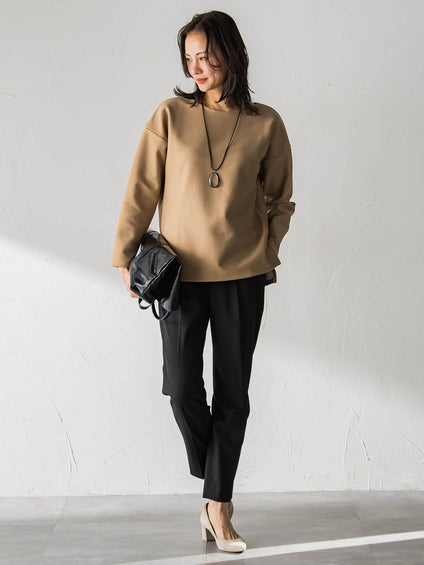 【WEB限定】裏毛布クルーネックプルオーバー≪毛玉防止・ストレッチ≫