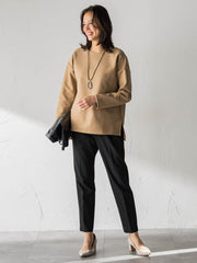 【WEB限定】裏毛布クルーネックプルオーバー≪毛玉防止・ストレッチ≫