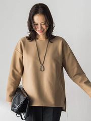 【WEB限定】裏毛布クルーネックプルオーバー≪毛玉防止・ストレッチ≫