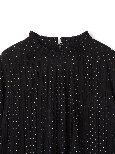 ライトデシンドットフリルネックブラウス