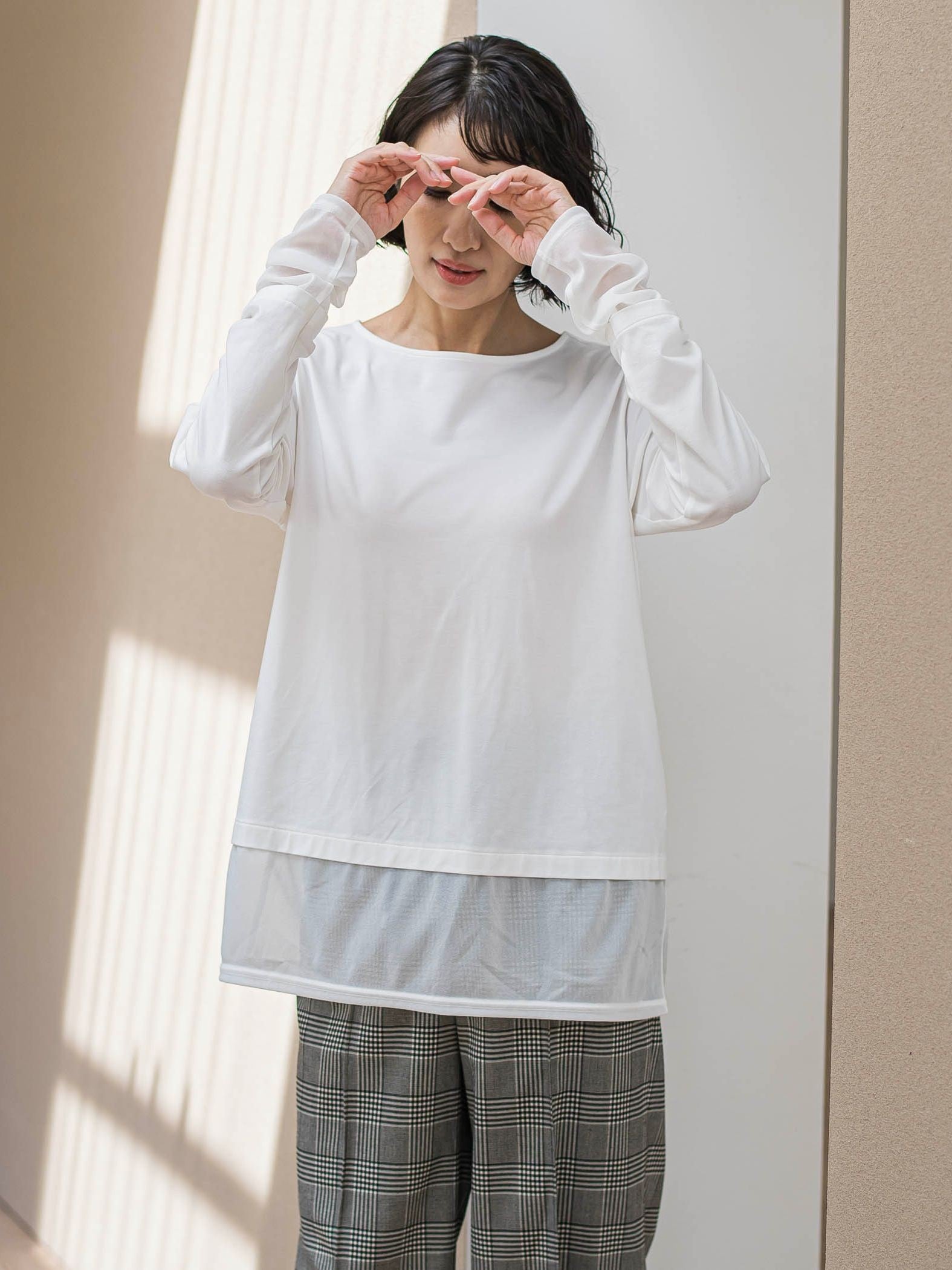 【WEB限定/大きいサイズ】”着映え万能ロンＴ”シアードッキング≪洗濯機で洗える≫