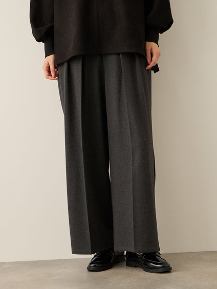 ウールライクストレッチ2タックパンツ≪手洗い可能≫