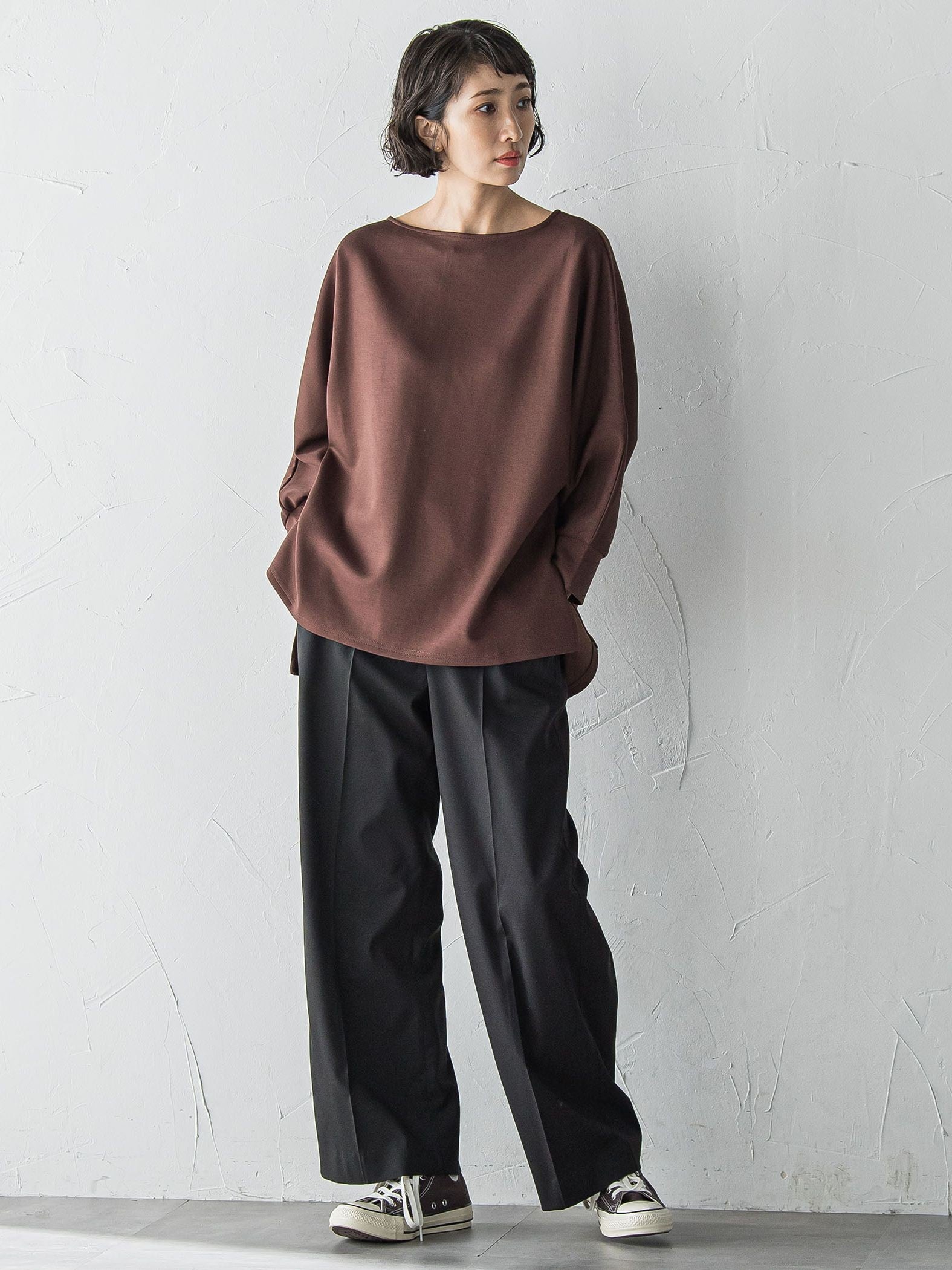 【WEB限定】”ウエストゴムで快適”ワイドパンツ≪洗濯機で洗える≫